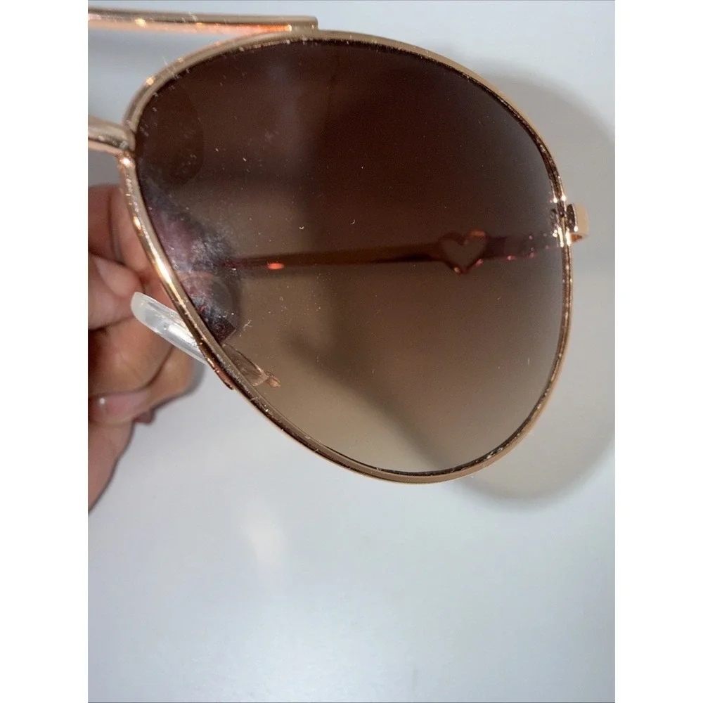Juicy Couture Authentic Aviator Sunglasses Gold Metal Frame Rose Lens JC Heart